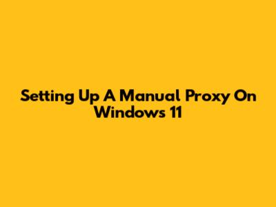 Setting Up A Manual Proxy On Windows 11